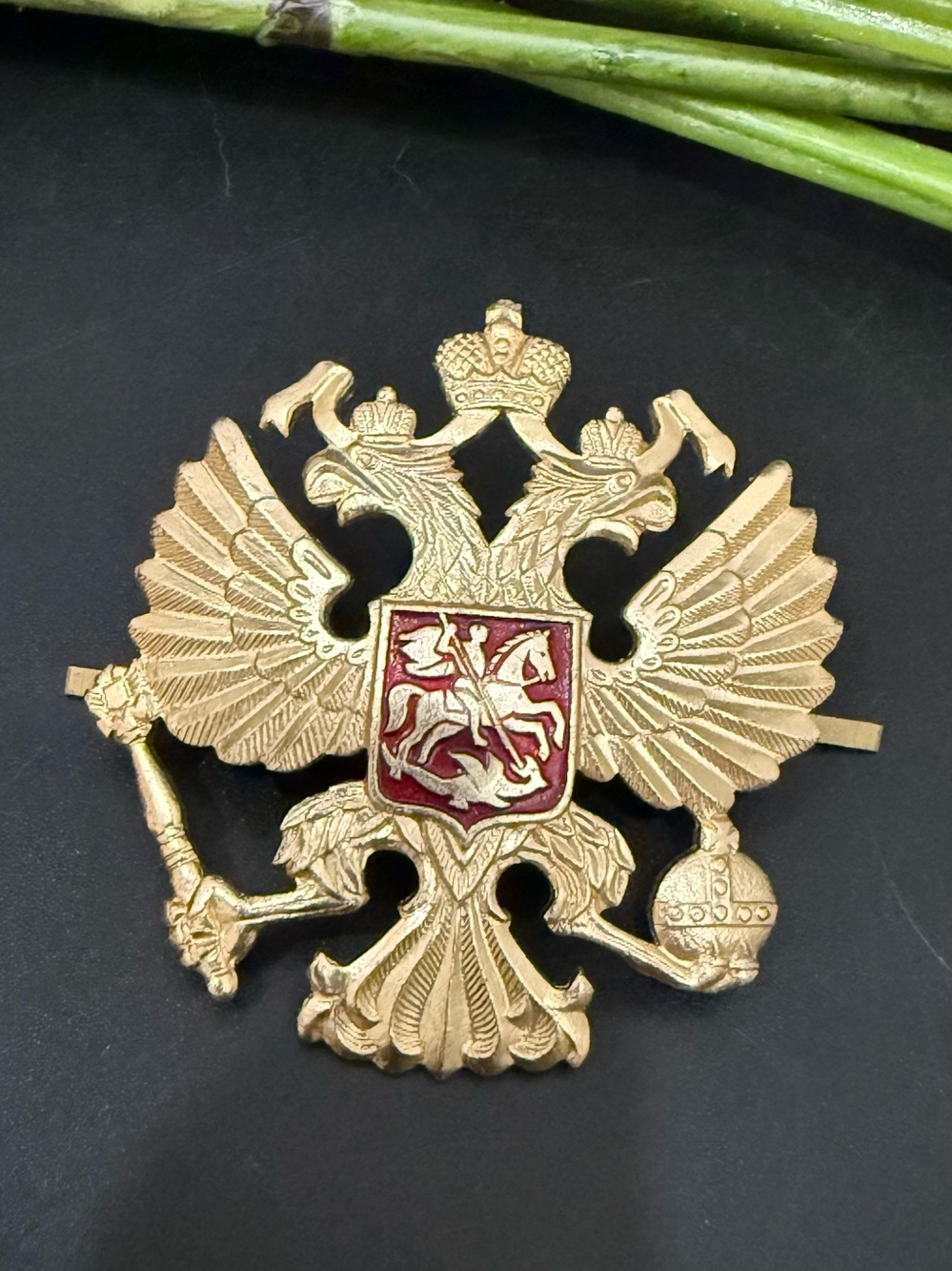 Vintage Russian Army Military Imperial Eagle Ushanka Beret Hat Badge Cockade